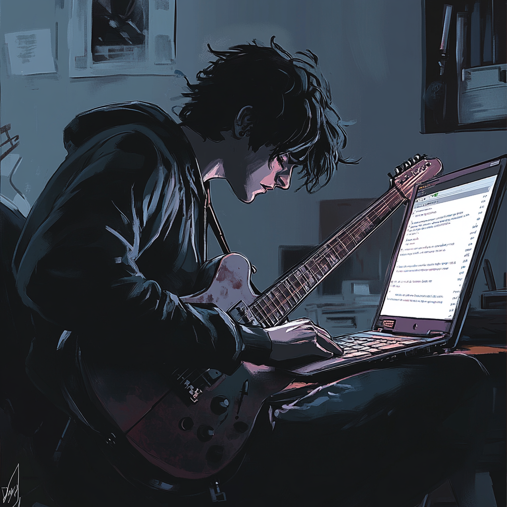 typing guitarist